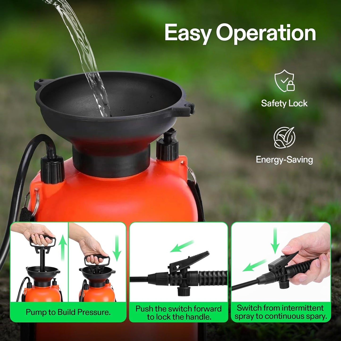 VIVOSUN 2.64-Gallon Pump Pressure Sprayer, Pressurized Lawn & Garden Water Spray Bottle with Adjustable Shoulder Strap, for Plants Spraying, Garden Watering and Household Cleaning