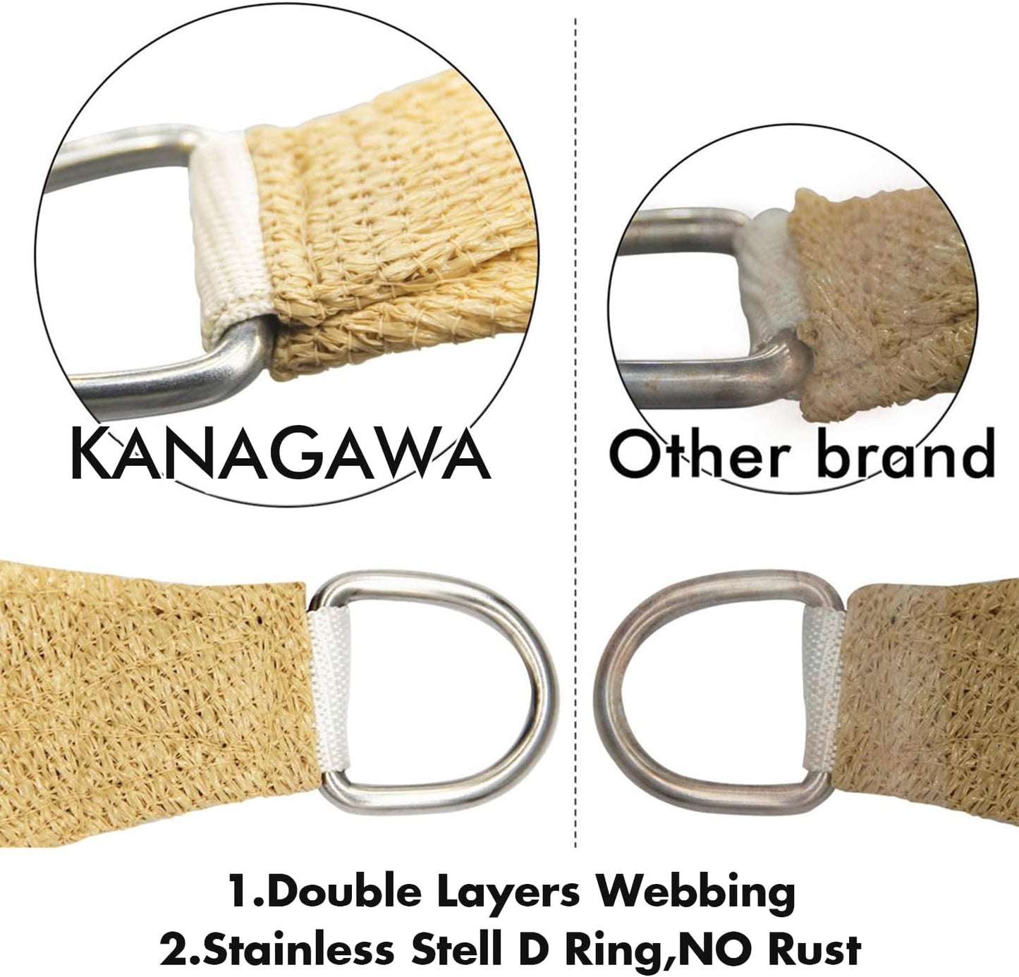 KANAGAWA 6'X10' Sand Custom Size Sun Shade Sail Rectangle UV Block Canopy Cover for Patio Backyard Lawn Garden Outdoor (Customized Available)