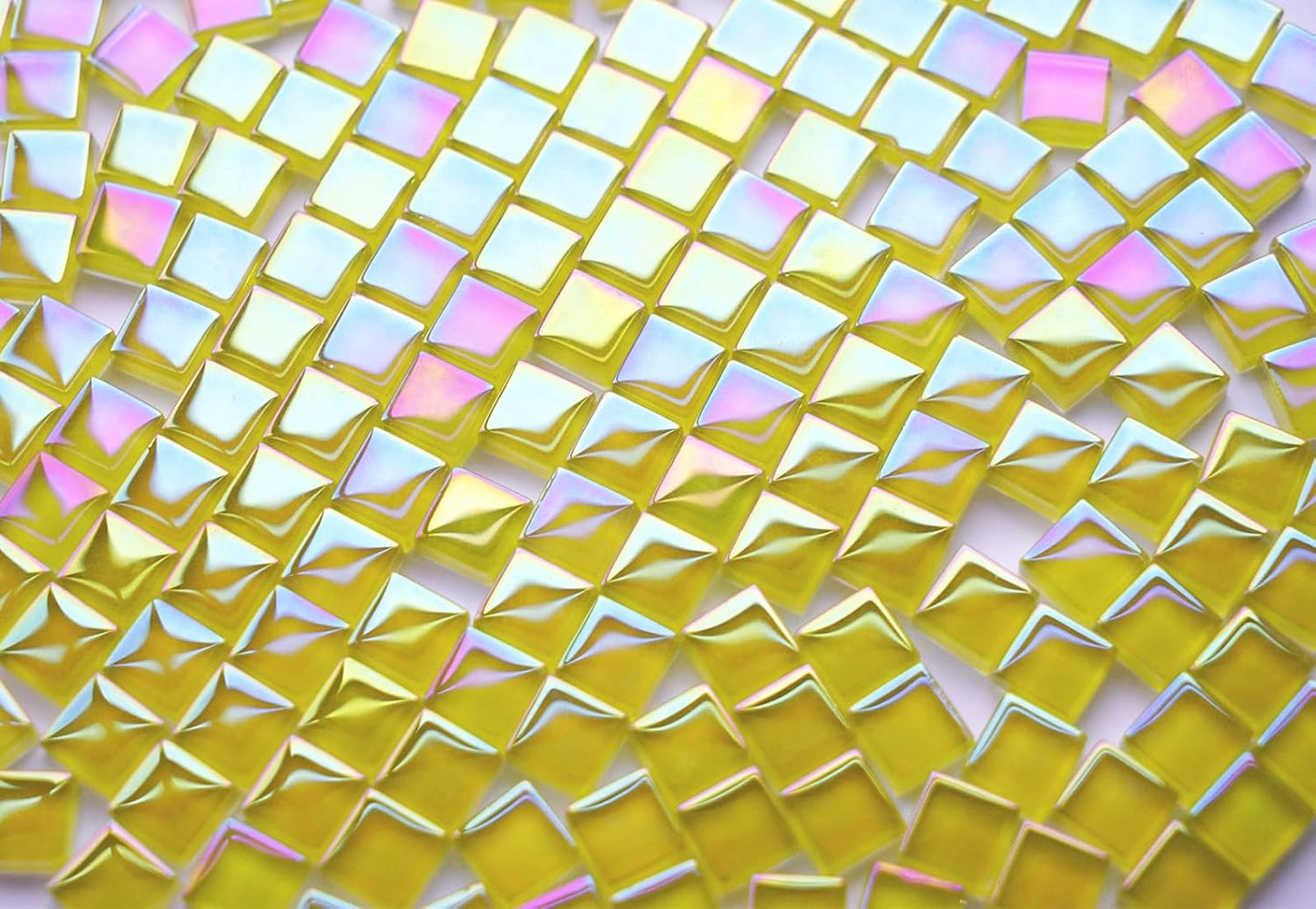 300G Iridescent Mosaic Tiles, 0.4 inches Square Mosaic Glass Pieces, Mini Tiles for Glass Projects, Great for Mosaic Craft, 335pcs Crisp Sunshine Yellow Mosaic Great for Art Supplies