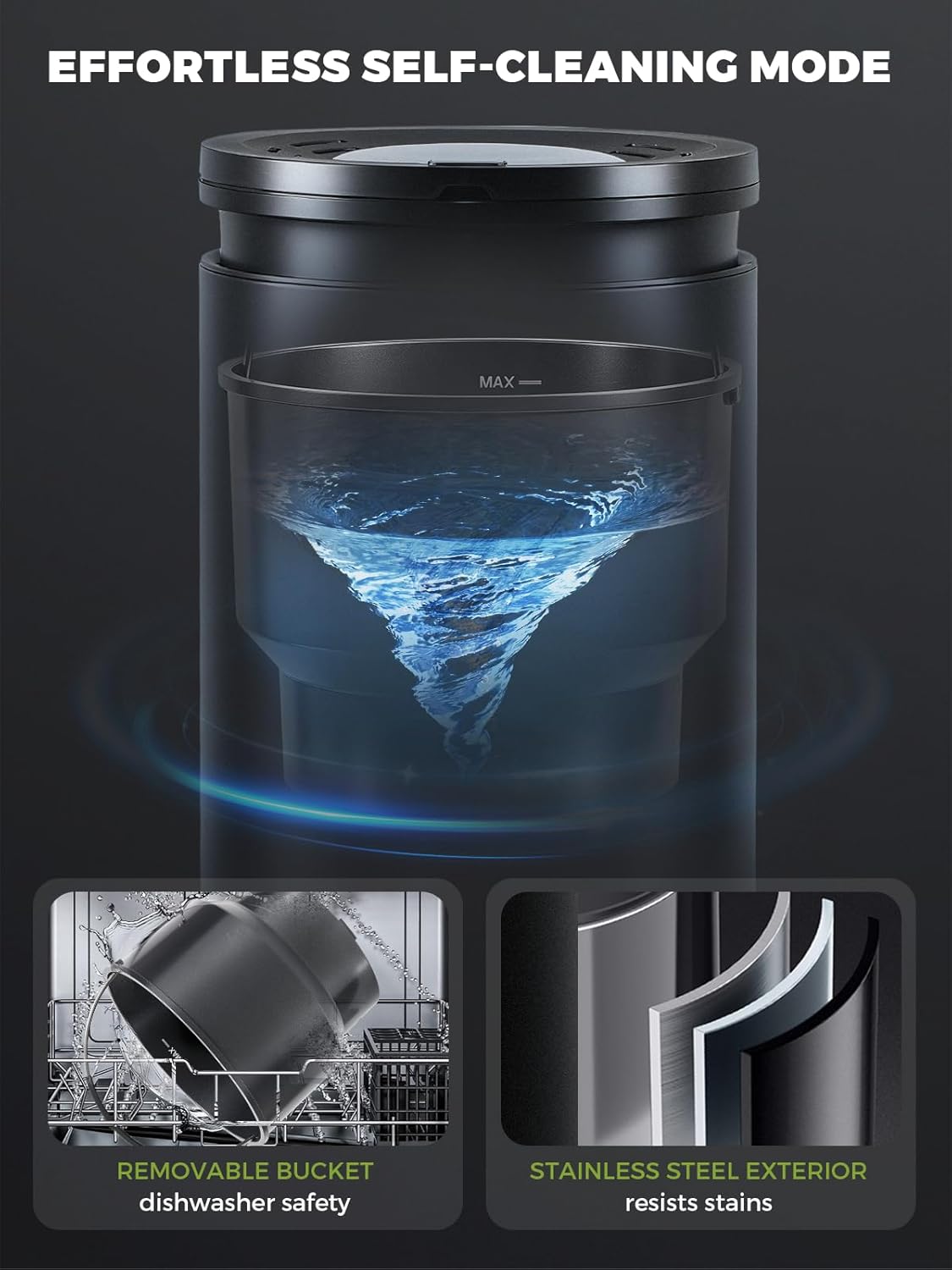 Electric Composter for Kitchen Smart Odorless Countertop Compost Bin Machine Quiet Larger 4.5L Indoor Food Cycler with Auto Cleaning, 3 Modes, 2 Carbon Packs, Turn Food Waste into Fertilizer