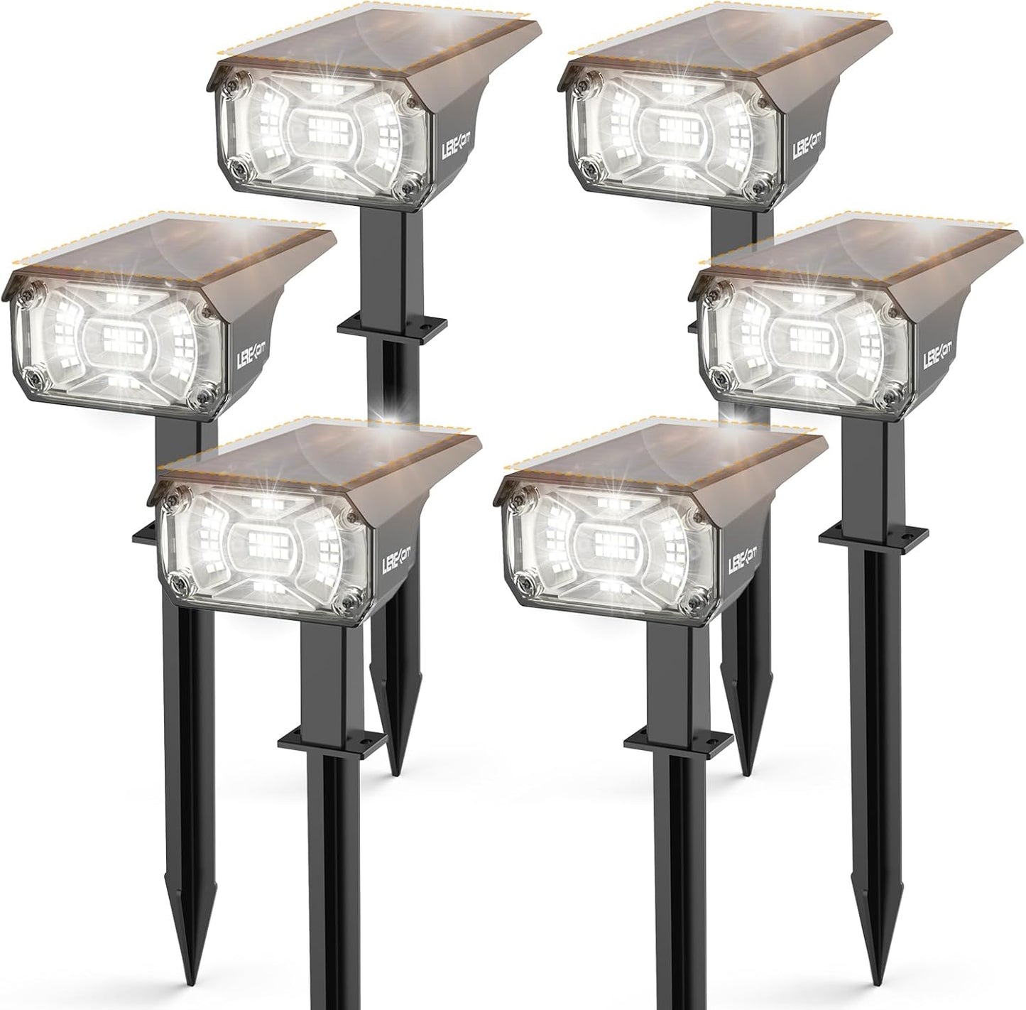 Solar Lights Outdoor Waterproof Landscape Lights, 40 LEDs Solar Spot Light Outdoor Spotlights with 3 Light Modes, USB & Solar Powered Garden Yard Wall Lights Auto On/Off for Patio 6 Pack