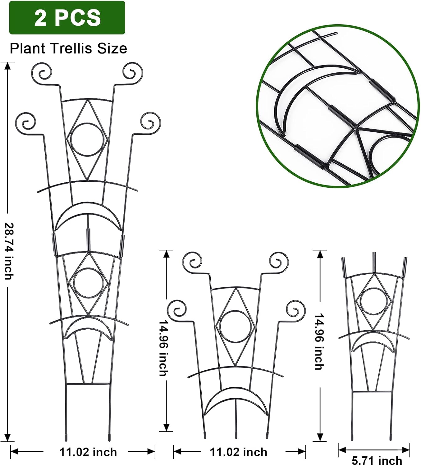 Stackable Metal Trellis for Climbing Plants Outdoor & Indoor - 4 Pack Garden Trellis for Potted Plants, Rust-Resistant Plant Support Stakes for Vines, Flowers - Sturdy Plant Trellis