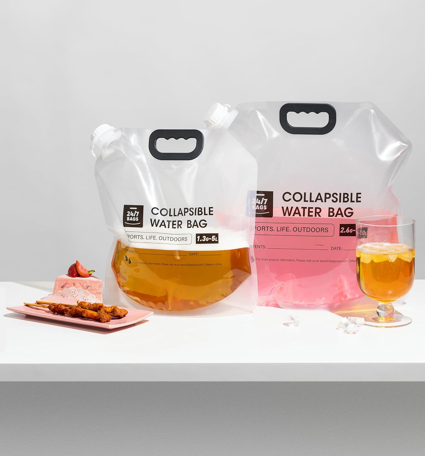 24/7 BAGS 8 Pack Collapsible Water Container Bag 2.6 Gallon/10 Liter, Heavy Duty with Carry Handles, Hikes, Trips, Weather Emergencies, and More, Foldable Water Bag