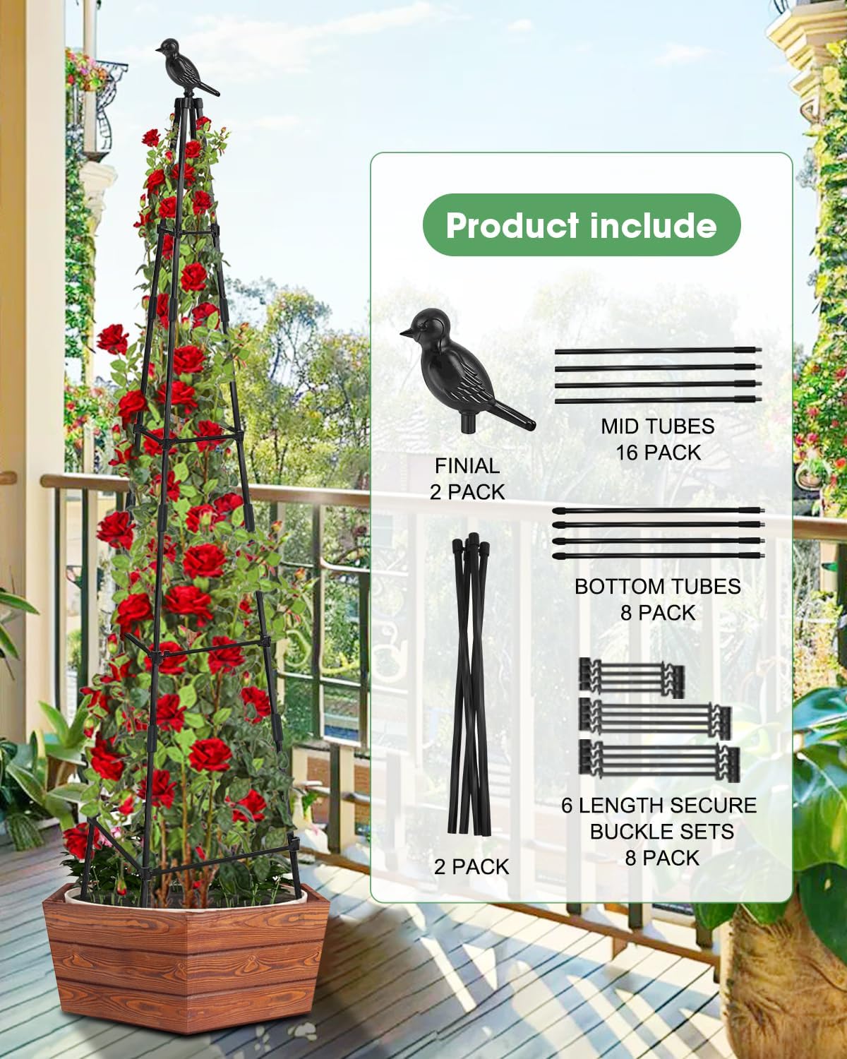 2 Pack Garden Trellis for Climbing Plants Outdoor Indoor Pot 67inch Tall Support for Climbing Vines Vegetables Plants Garden Obelisk Trellis Tomato cage