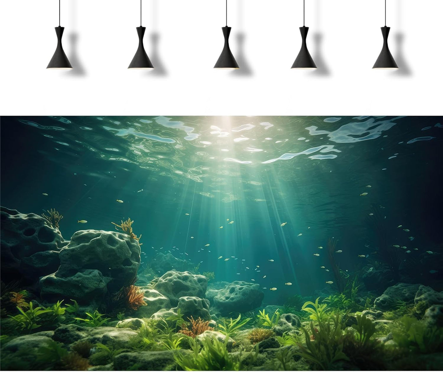 Under The Sea Aquarium Background Deep Sea Aquatic Plants Fish Tank Background Underwater Rock Sunray Terrarium Backgrounds Tropical Fish Deep Ocean Floor Fish Tank Backgrounds 72x24in