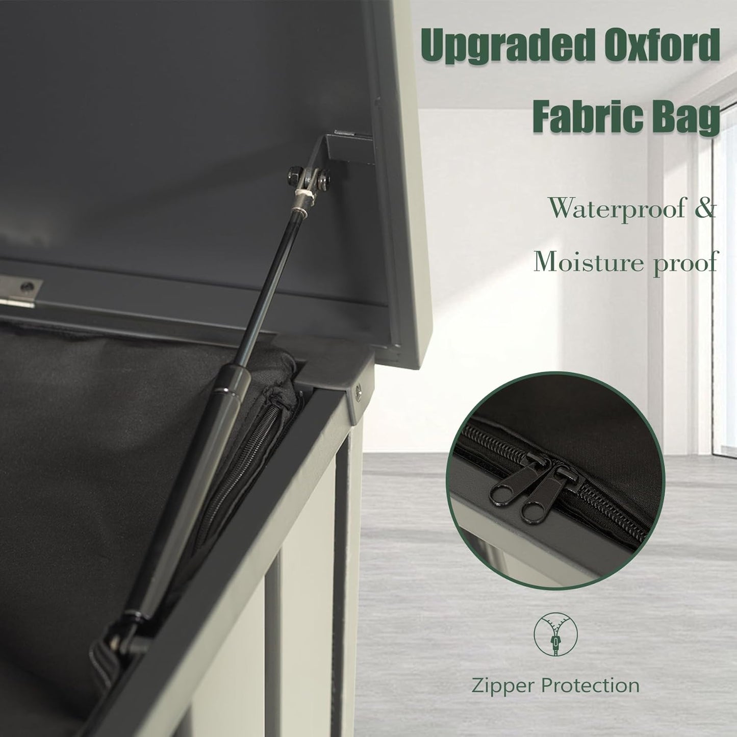 Domi Outdoor Storage Deck Box 100 Gallon, Outdoor Deck Box with Waterproof Storage Bag for Outside Cushions, Garden Tools and Pools Equipment, Gray