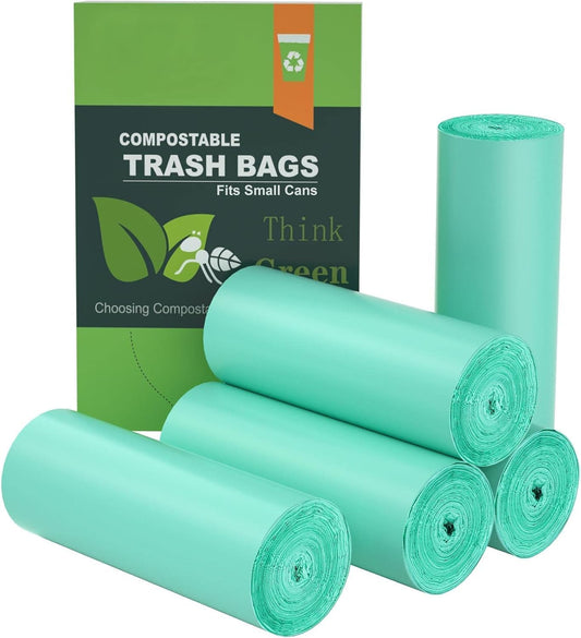 200 Counts AYOTEE Mini Trash Bags,1.2 Gallon Small Compostable Trash Bags,Strong Unscented Compost Bags, Fit 4.5-5 Liter Trash Can,1-1.5 Gallon