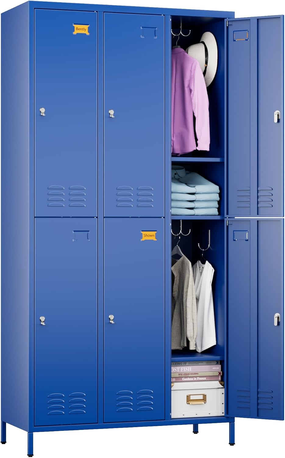 METAN Metal Locker for School Office Gym Bedroom,6 Doors Steel Storage Lockers Cabinet for Employees,Industrial Storage with 1 Shelf,Assembly Required,Blue