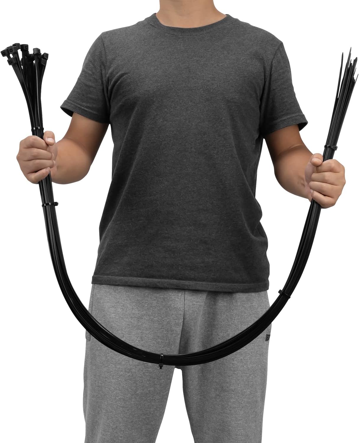 XINGO 60 inch Black Zip Ties Heavy Duty 20 PCS,200 LBS Ultra Strong Plastic Wire Ties, Large Cable Ties Extra Long Tie Wraps, Indoor and Outdoor UV Resistant