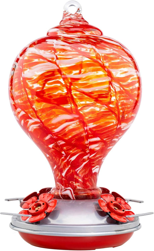 Muse Garden Hummingbird Feeders Blown Glass Hummingbird Feeder, Garden Backyard Decor, 32OZ, Lollipop