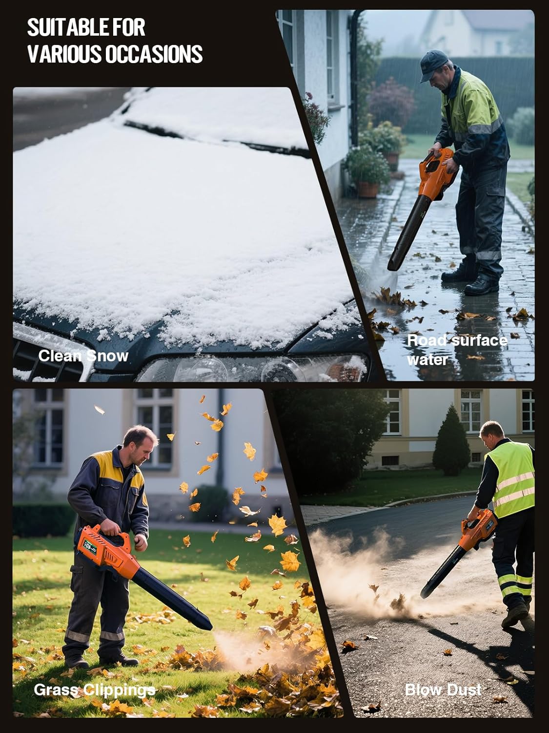 Leaf Blower Cordless, 40V 600CFM &180MPH Electric Leaf Blower with 5.0Ah Battery, Fast Charger and Extension Tube for Blowing Leaves Snow for Yard Garden Lawn Care, Grey