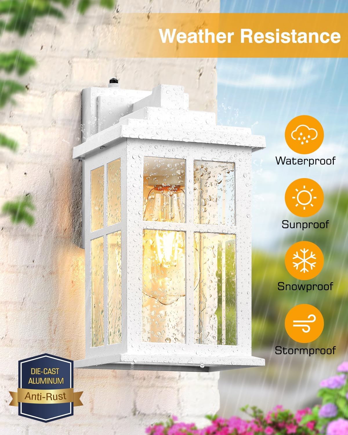 White Outdoor Light Fixture, 2 Pack Dusk to Dawn Exterior Lighting Fixtures, Anti-Rust Porch Lights, Dusk to Dawn Outdoor Lighting for House, Garage, Garden, Entryway, Doorway