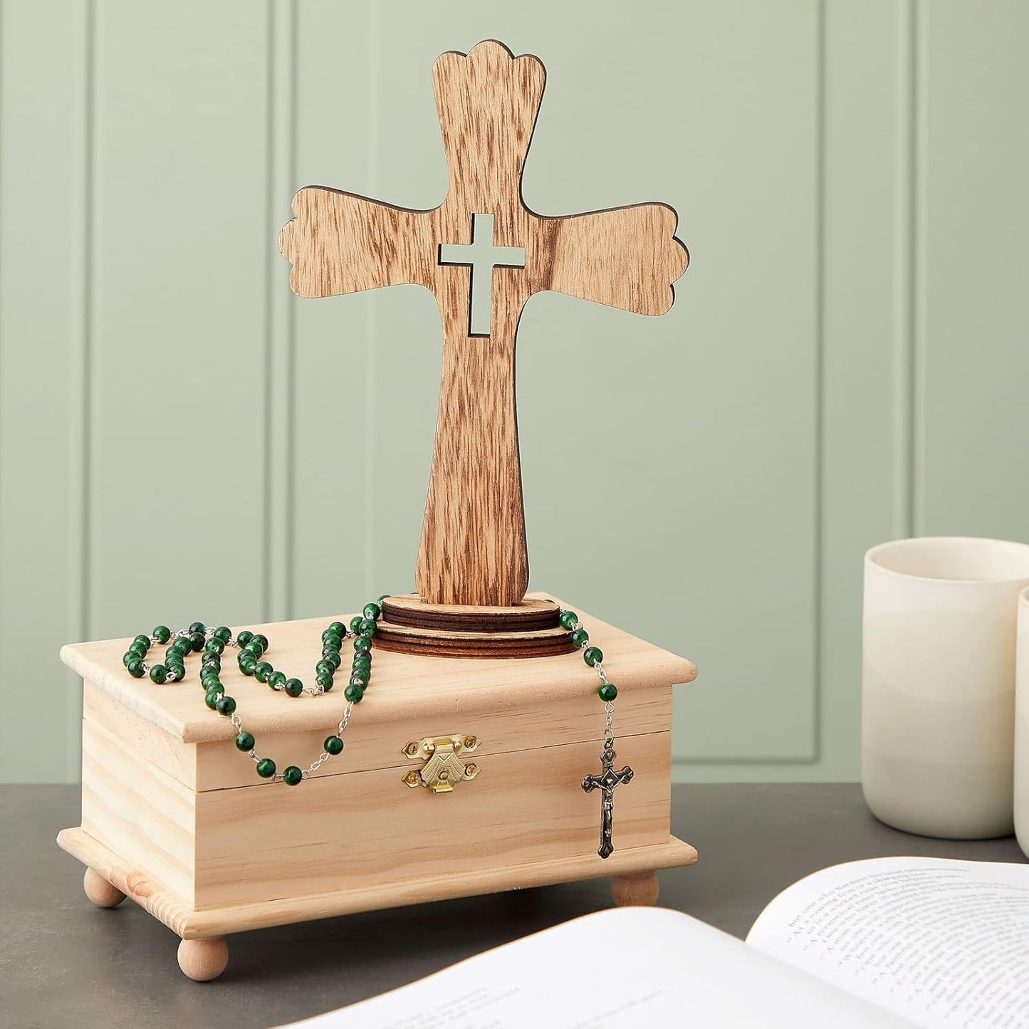 Juvale 3-Pack Wooden Cross Baptism Centerpieces - 6 x 2 x 9 In Brown Rustic Wood - Baptism Decor & First Communion Centerpieces for Tables - Wooden Crosses for Crafts