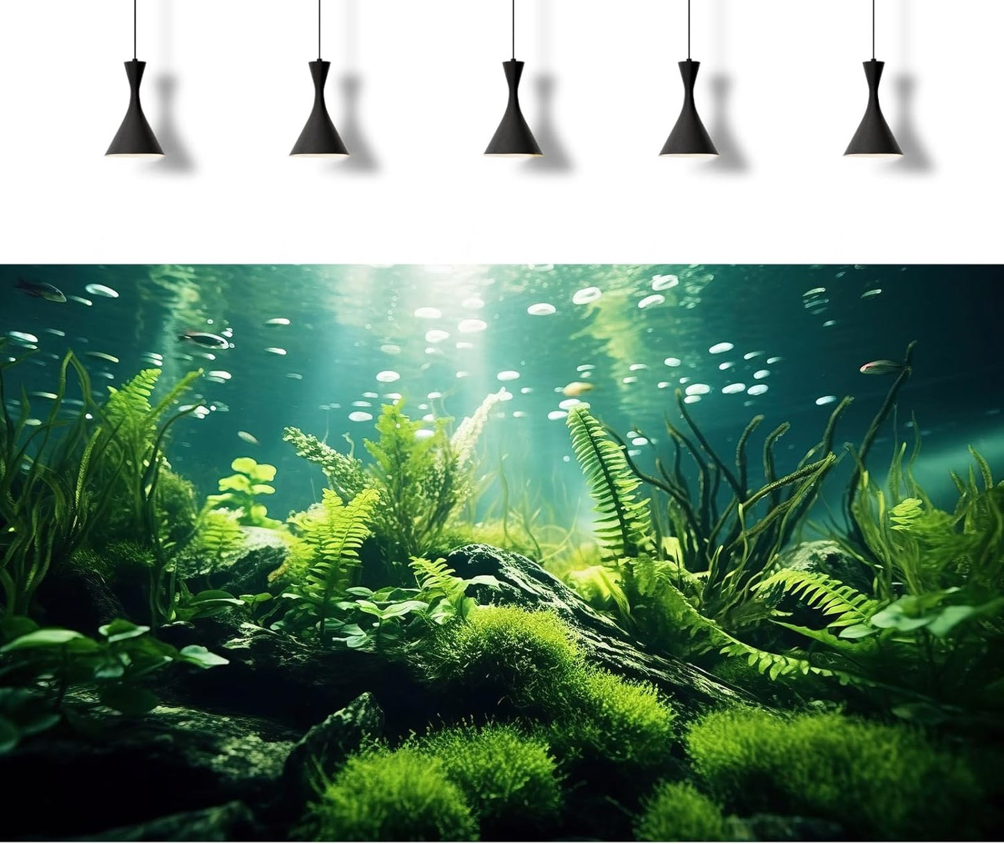 Underwater Fish Tank Background Under The Sea Aquatic Plants Aquarium Background Ocean Floor Rock Terrarium Backgrounds Tropical Fish Green Seaweeds Aquarium Backgrounds for Fish Tank Decor 60x24in
