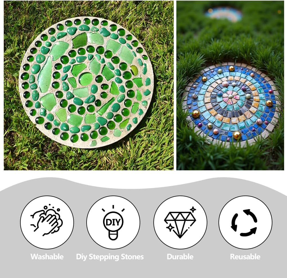 6 Pcs Round Stepping Stone Molds, 3 Size Reusable Cement Molds for Concrete, 8''/9.4''/ 10.8'' Plastic Concrete Mold for Casting Garden and Walkway