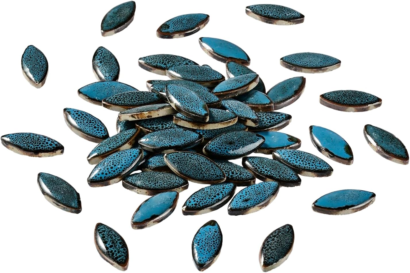 70 Pieces Petal Mosaic Tiles Ceramic Tiles, Bulk Stained Ceramic Pieces Supplies, Flower Leaves Mosaic Ceramics Mosaic Pieces Kit for DIY Crafts Plates Picture Frames Home Decorations - Light Blue