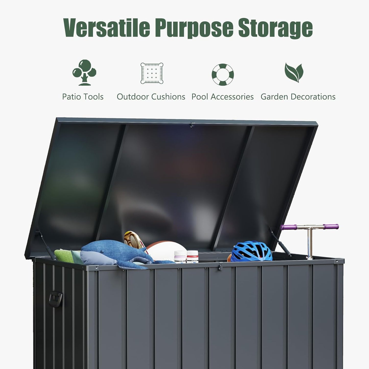 Domi Outdoor Storage Deck Box 120 Gallon, Outdoor Deck Box with Waterproof Storage Bag for Outside Cushions, Garden Tools and Pools Equipment, Gray