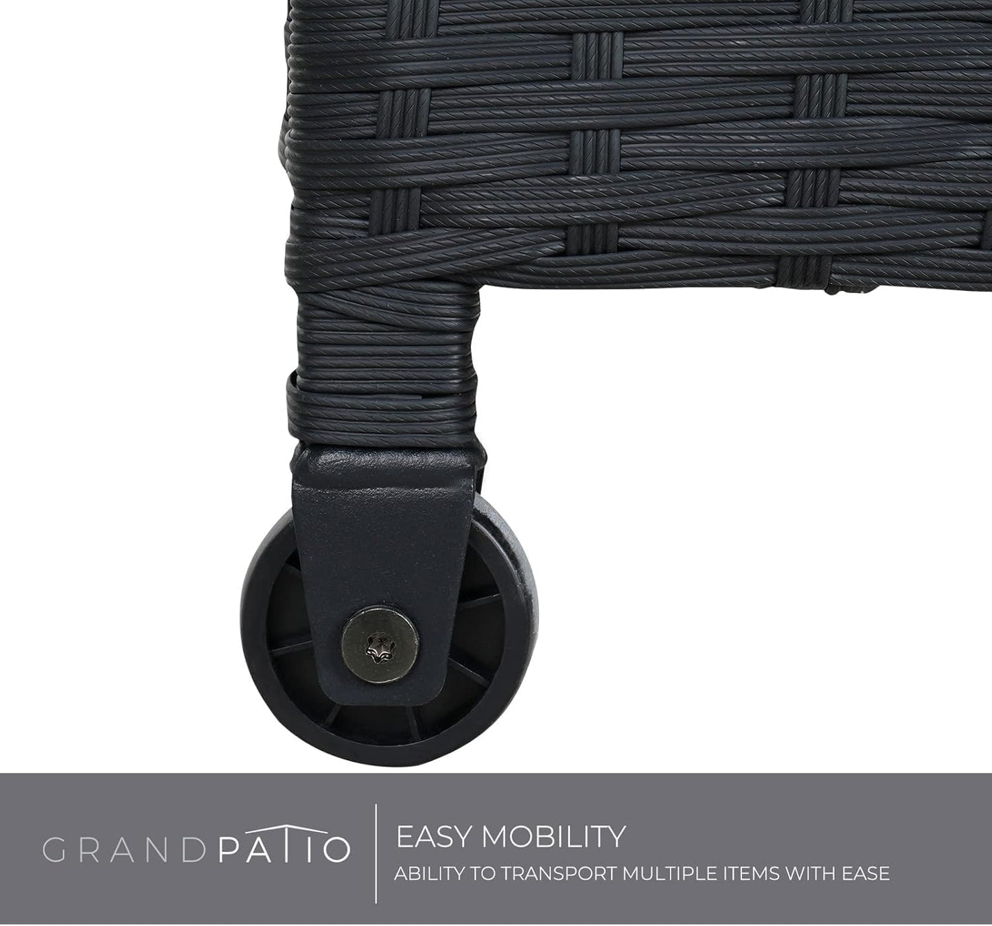 Grand patio 108 Gallon Deck Storage Box Indoor Outdoor Wicker Bin for Patio Furniture Cushions Garden Tools Pool Accessories, Black