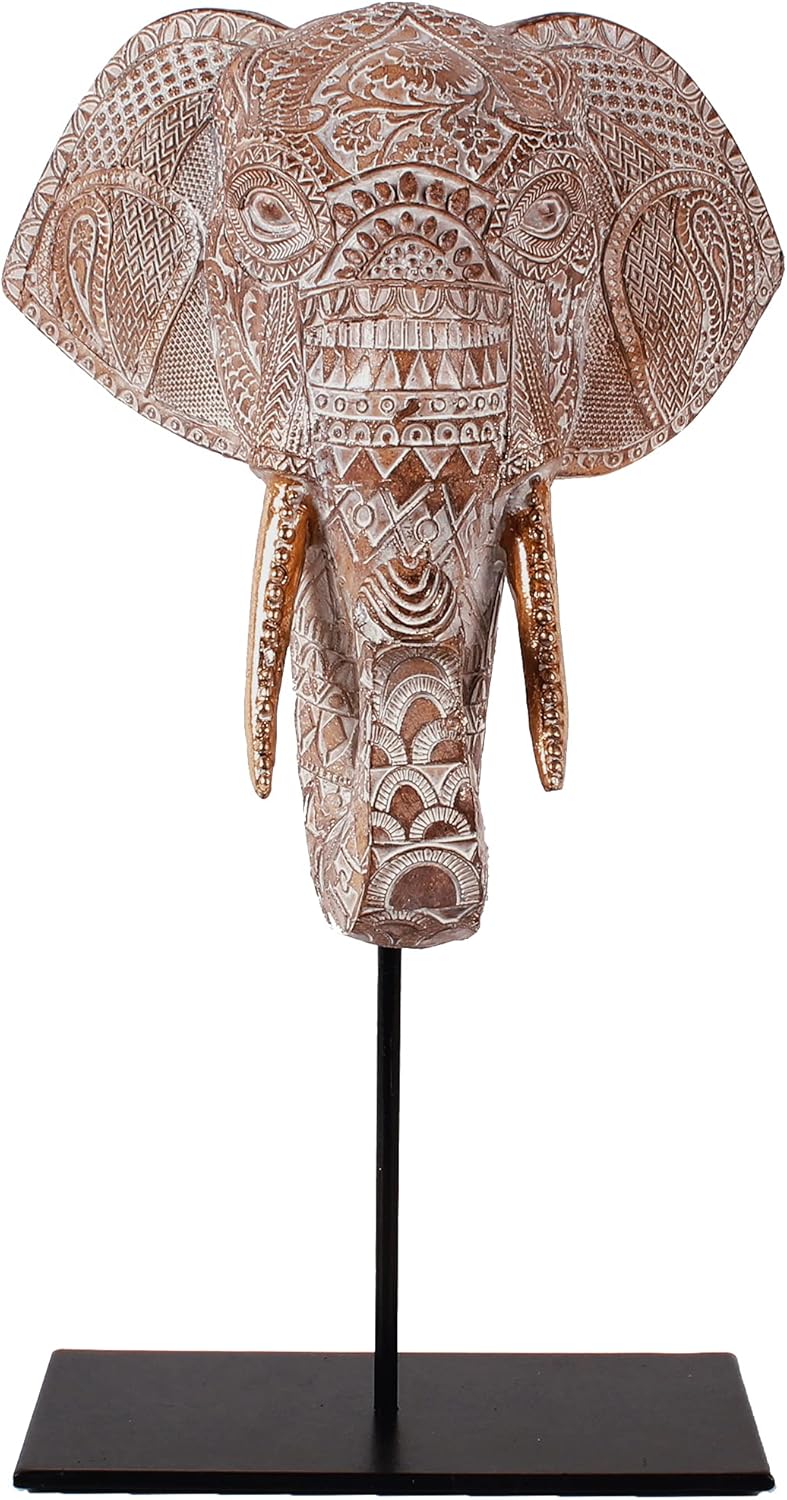 Abstract Art Elephant Head Resin Sculpture for Modern Home Decoration, Influencer Picks Adorning Items for Living Room, Office, Desk, Bookshelf, Shelf, Nightstand, TV Stand