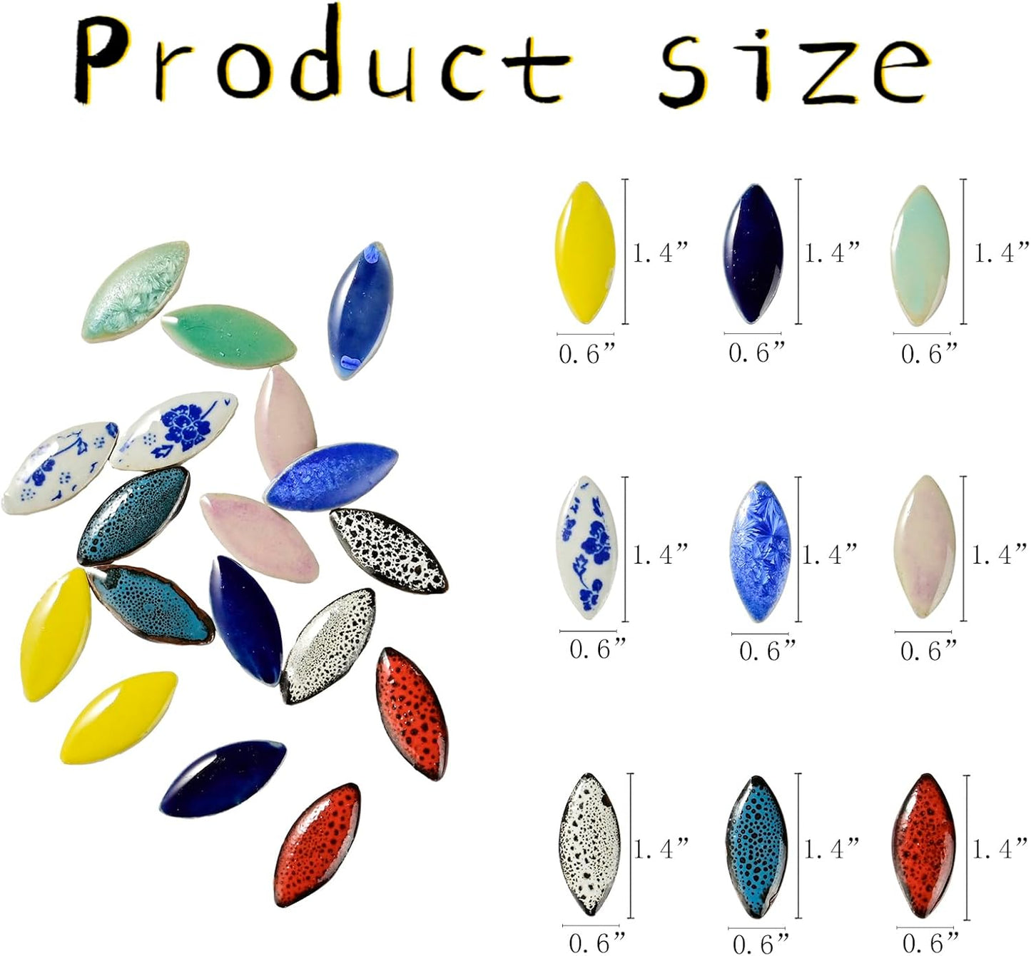 Blue Petal Ceramic Tiles Mosaic Tiles, Bulk Ceramic Mosaic Pieces Stepping Stone Crafts Making Supplies for Home Outdoor Floor Vase Tabletop Decoration - 70pcs