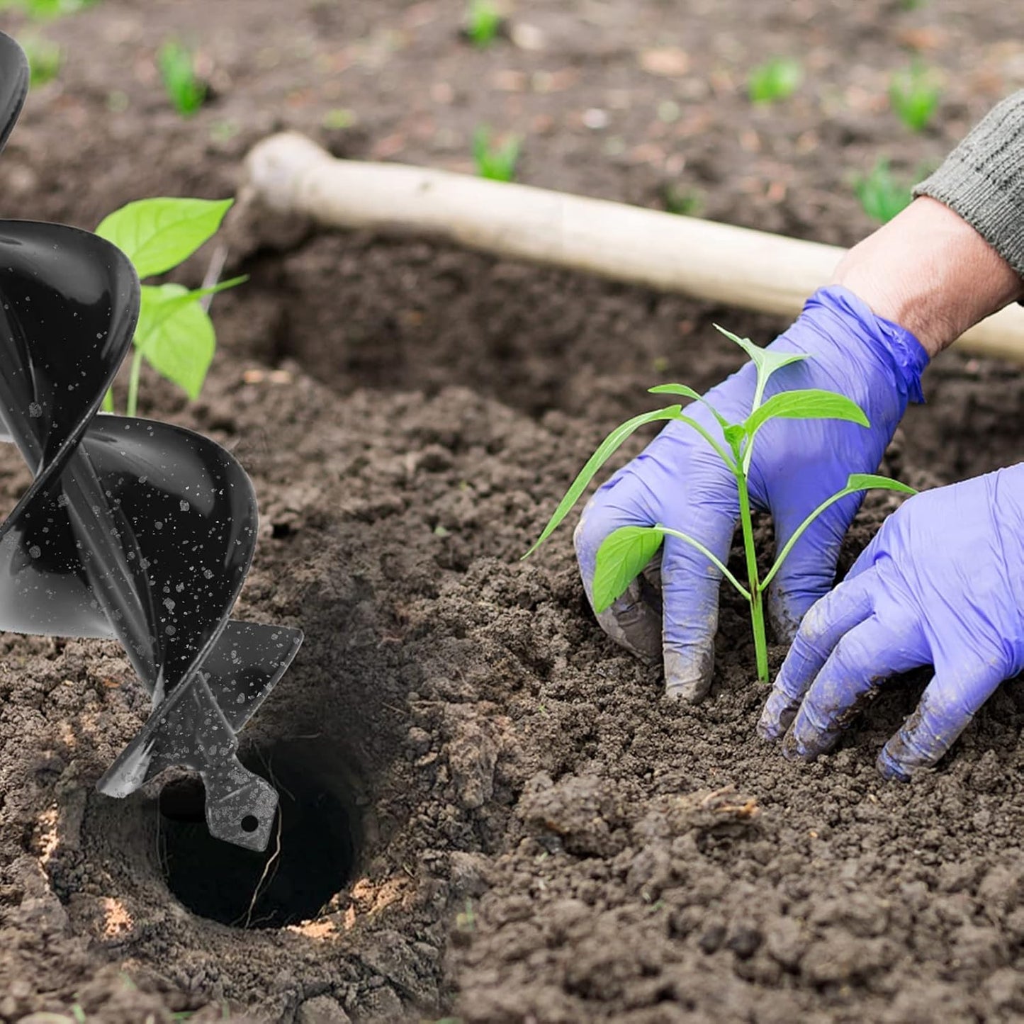 TCBWFY Garden Auger Drill Bit for Planting 3x16.5inch,Total Solid Barrel Extensive Blades,for Planting Flowers Bulbs,Rapid Planter Earth Post Umbrella Hole Digger for 3/8" Hex Drive Drill