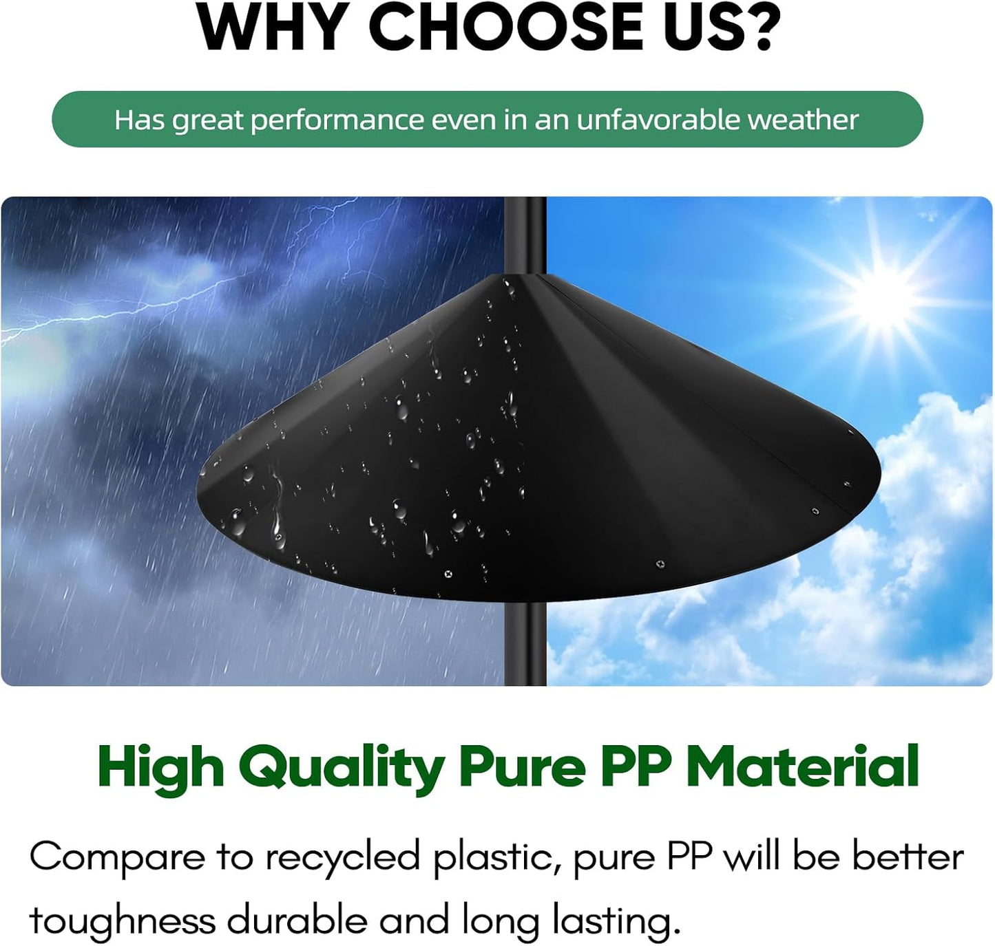 24-inch Large Outdoor Squirrel Baffles for Bird Feeders Pole, Baffle with Metal Frame, Squirrel Guard for Bird Houses, Two Way Use, Black Color