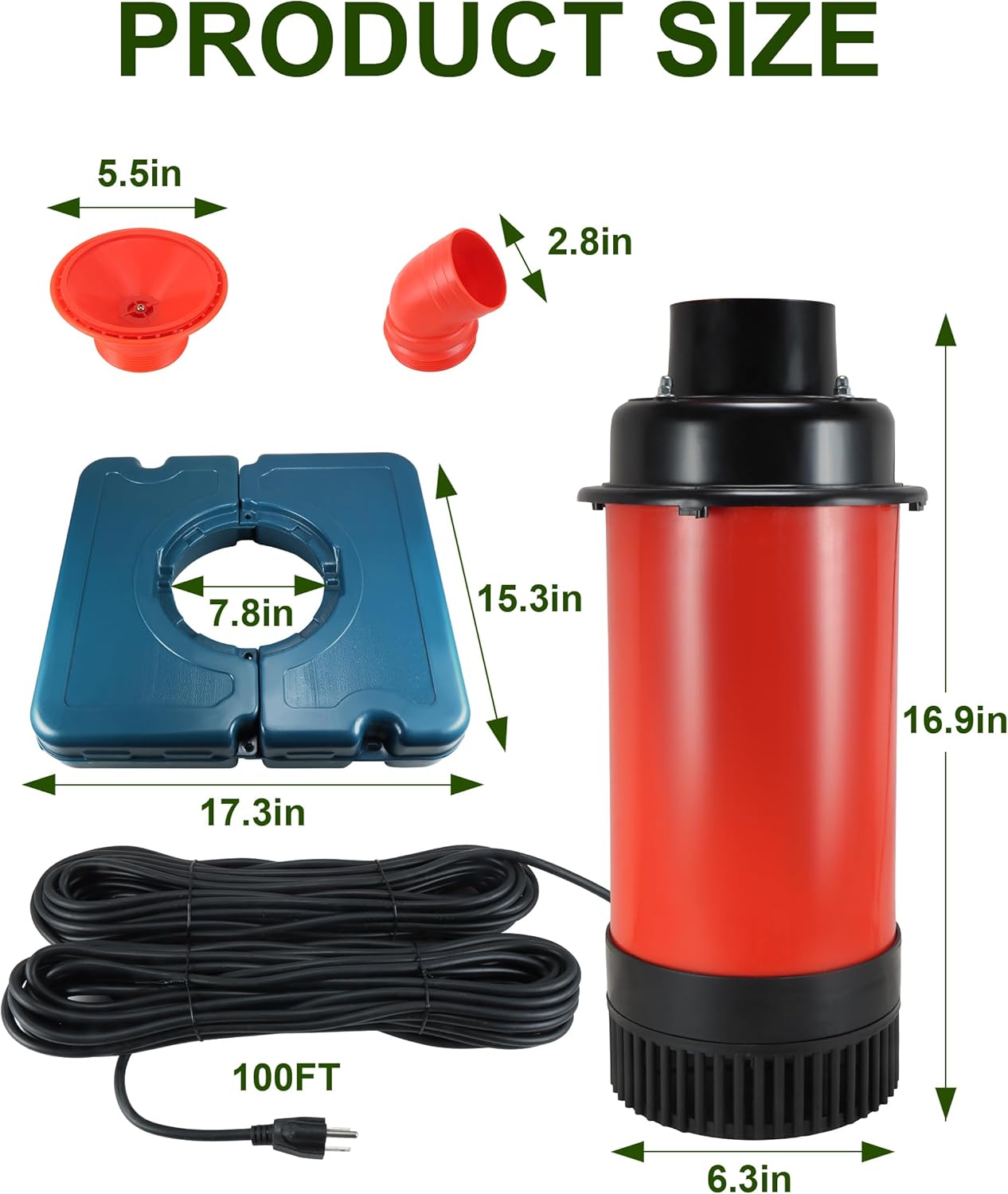 Pond Fountain Aerator 1HP, AS1 750W 15000GPH 110V 120V High Flow Floating Water Fountain Pump With 100ft Power Cord, Thickened Body Aerating Fountains Cascade for Large Small Pond/Lake (No Timer)