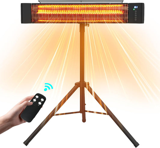 Outdoor Electric Heater RealSmart 1500W Portable Outdoor Patio Use 3 Heat Modes Wall Mounted Ceiling Tripod Heater Waterproof IP65 TUV Certification for Restaurant Garage