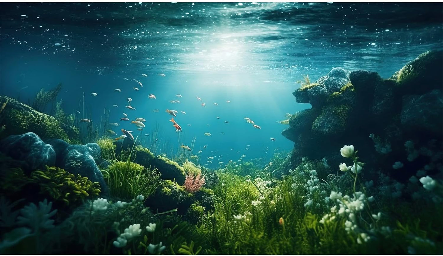 Underwater Aquarium Background Under The Sea Fish Tank Background Ocean Floor Green Aquatic Plants Aquarium Backgrounds Deep Sea Sunray Tropical Fish Aquarium Tank Backgrounds 72x16in