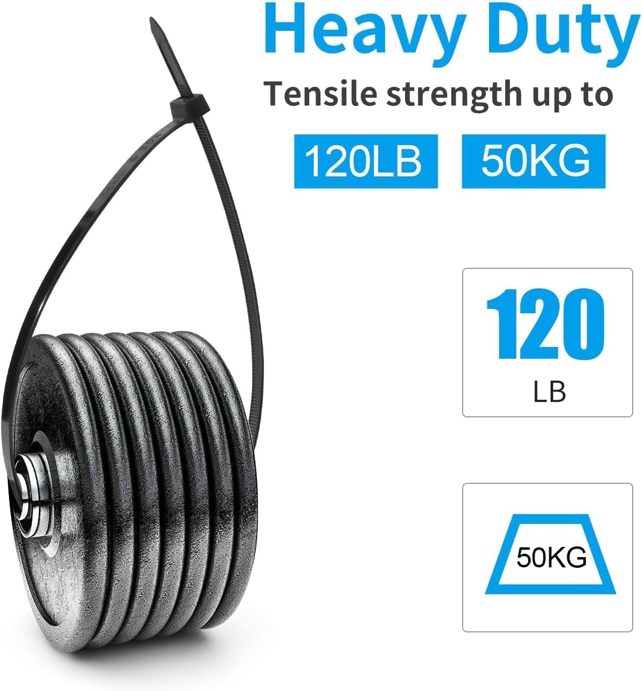 XINGO 8 Inch Yellow Zip Ties Heavy Duty 100 Pack, 120 LBS Tensile Strength, Premium Nylon Cable Wire Ties, Self-locking Plastic Ties for Indoor and Outdoor Use