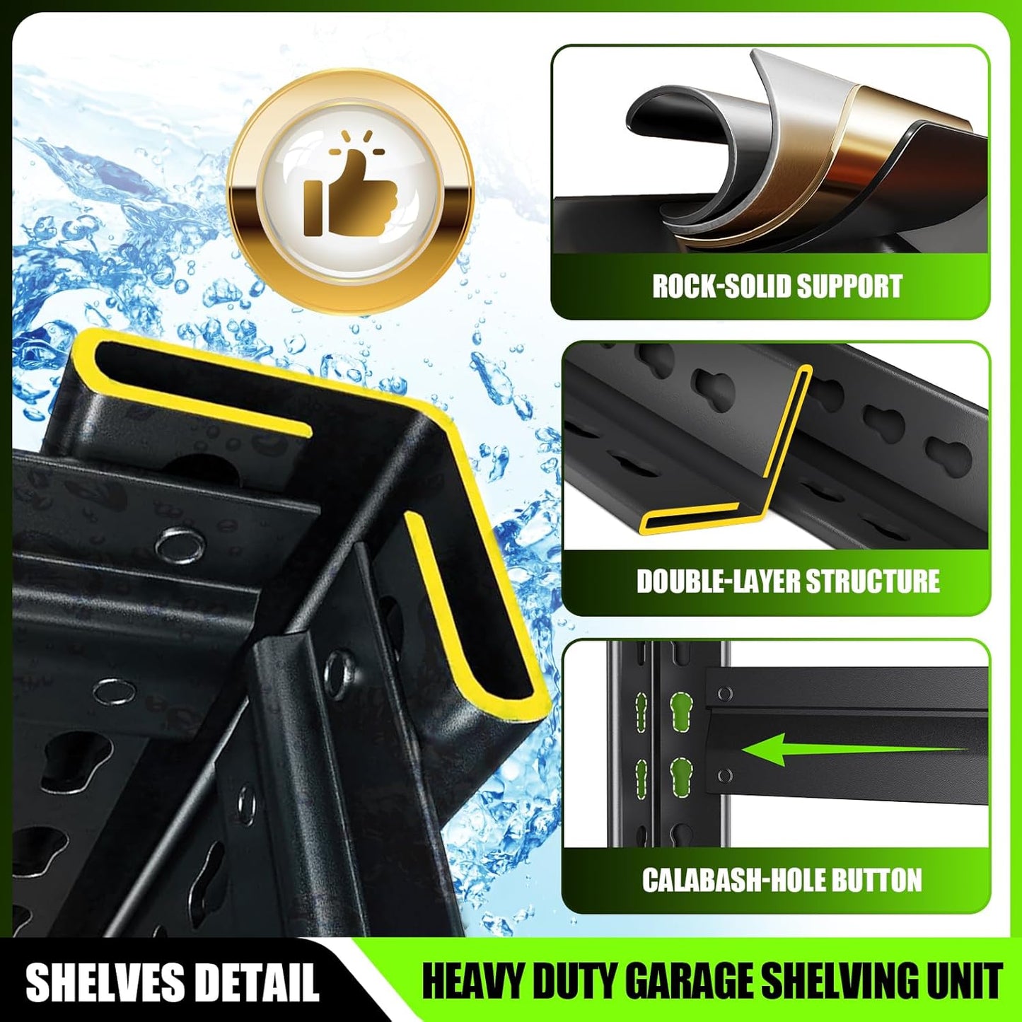 Garage Shelving 3000lb Heavy Duty Shelving Adjustable Metal Shelvings Garage Storage Shelves 5 Tier Utility Shelvin Unit Metal Shelf Rack for Basement Industrial Black 45.7''W×19.7''D×81''H,2 Pack