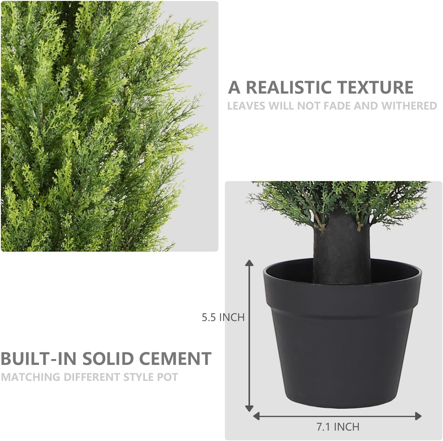 THE BLOOM TIMES 6ft Tall Topiary Trees Artificial Outdoor – UV Resistant Faux Cedar Pine Cypress Bushes and Shrubs, Fake Potted Plants for Front Porch Outside Planter Patio Decor, Set of 2 (6 Foot)