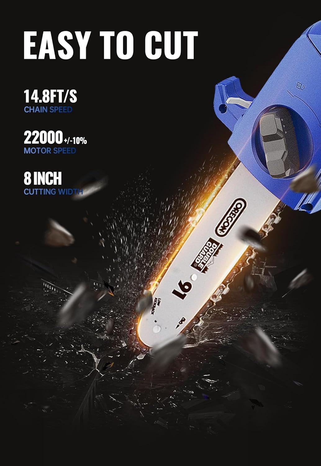 WILD BADGER POWER Cordless Pole Saw 20V 8'' Electric 2.0Ah with Telescoping Pole, 0° to 30° Adjustable Head, Battery and Charger included