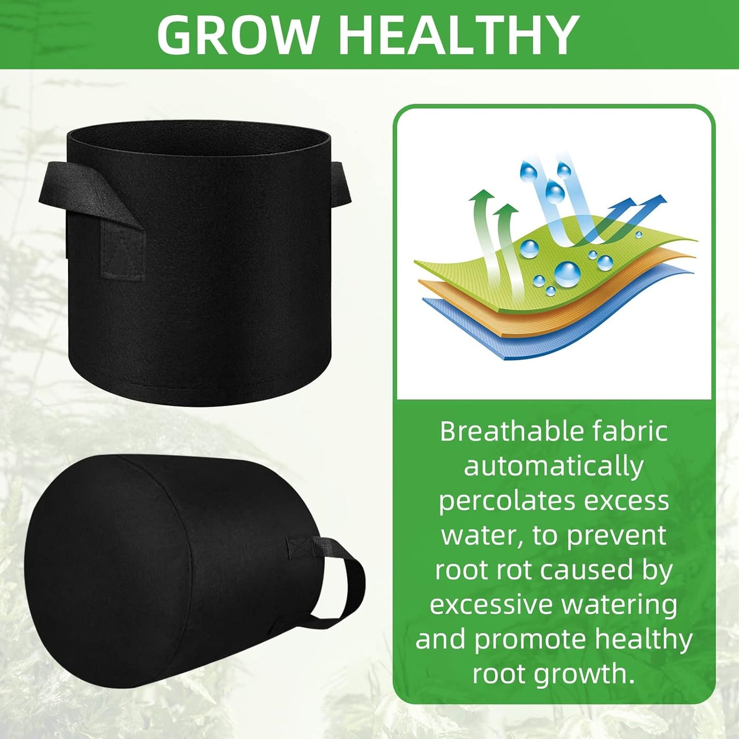 200-Pack 7 Gallon Fabric Grow Bags, Heavy Duty Thickened Nonwoven Plant Grow Bags Aeration Fabric Pots with Handles for Plants