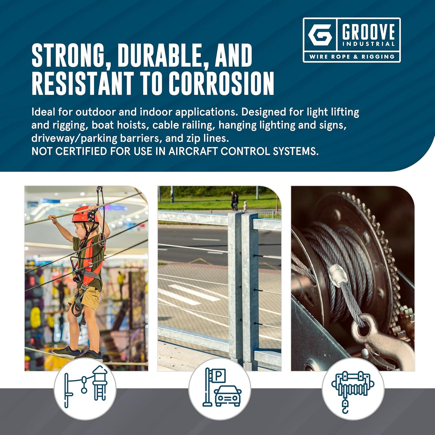 3/16’’ 7x19 Hot Dip Galvanized Aircraft Cable – Steel Wire Rope - 2000 Feet