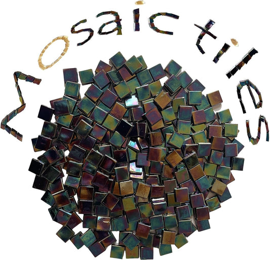 SMEIINIK 1.1lb Bulk Single Iridescent Color Mosaic Tiles for Crafts, Glass Mosaic Pieces for Mosaic Puzzles, Stained Glass Tiles for Mosaic DIY, Mosaic Making Supplies (WJ48-8)