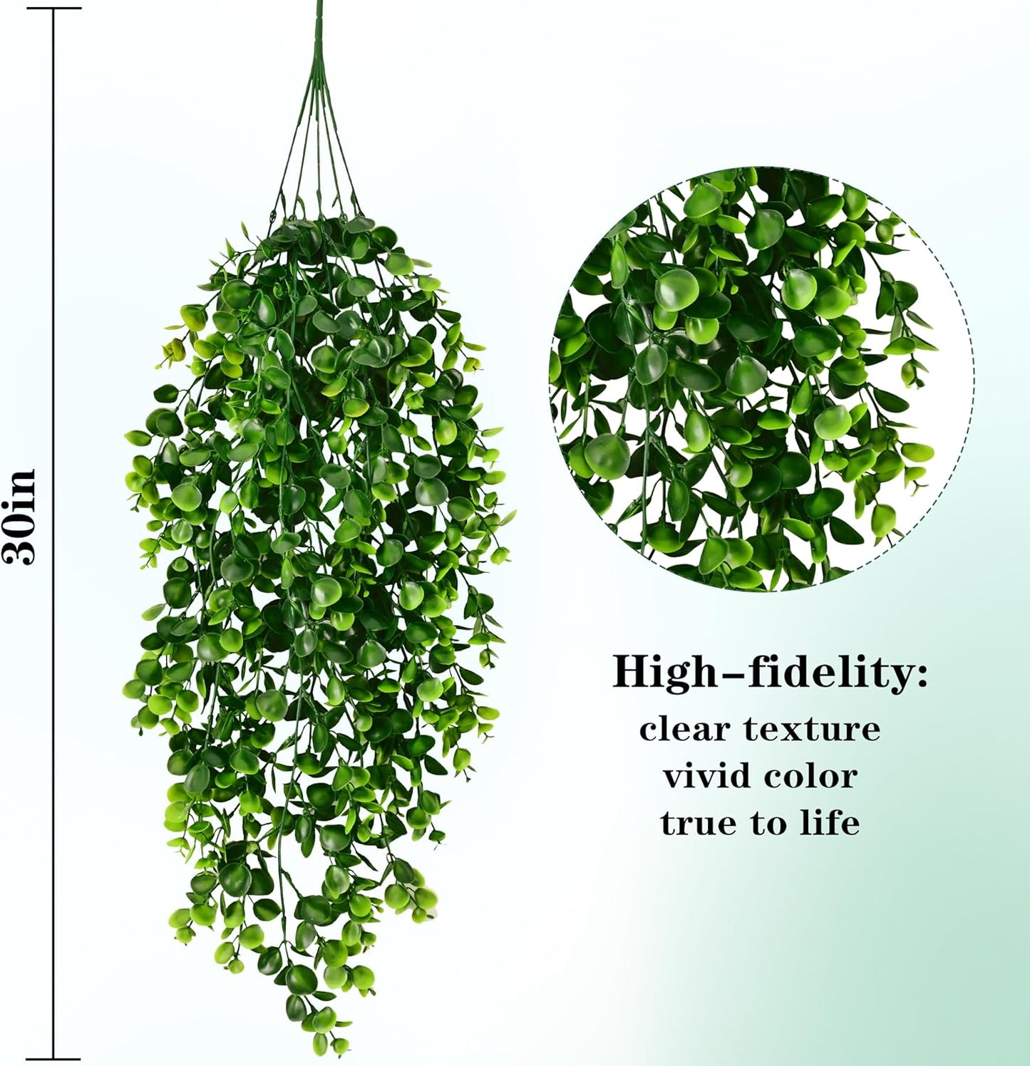 Waipfaru 4Pcs Fake Hanging Plants 2.7ft Fake Plants Eucalyptus Leaves UV Resistant Fake Vines Ivy Artificial Plants Outdoor Faux Plants Indoor Bedroom Living Room Boho Wall Porch Shelf Decor