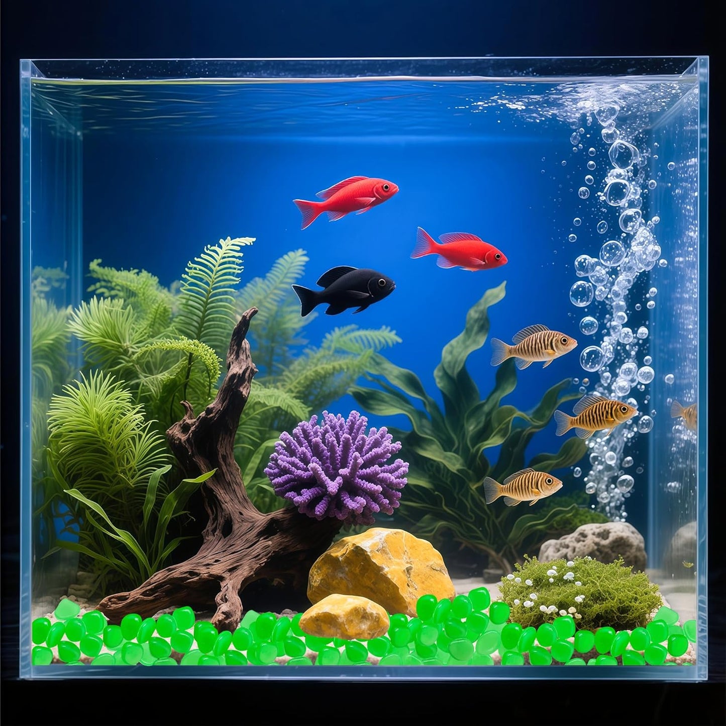 Glow in The Dark Fish Tank Rocks,Green Glowing Rocks Stones Resin Glow in Dark Pebbles for Outdoor Garden, Fish Tank, Aquarium, Landscaping,Driveway Decoration,1.4 Lb