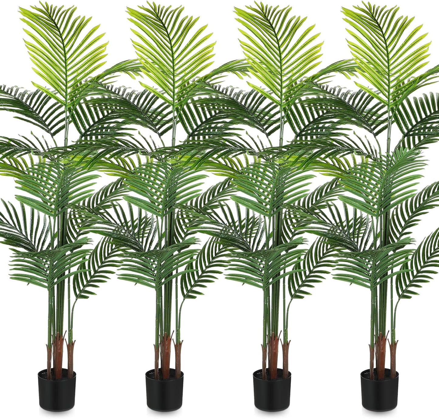 Jexine 4 Pack Artificial Palm Trees 5Ft, Fake Plants Fake Trees Artificial Areca Palm Plants for Outdoor Indoor Faux Palm Tree in Pot for Pool Home Decor Office Housewarming Gift Modern Decoration