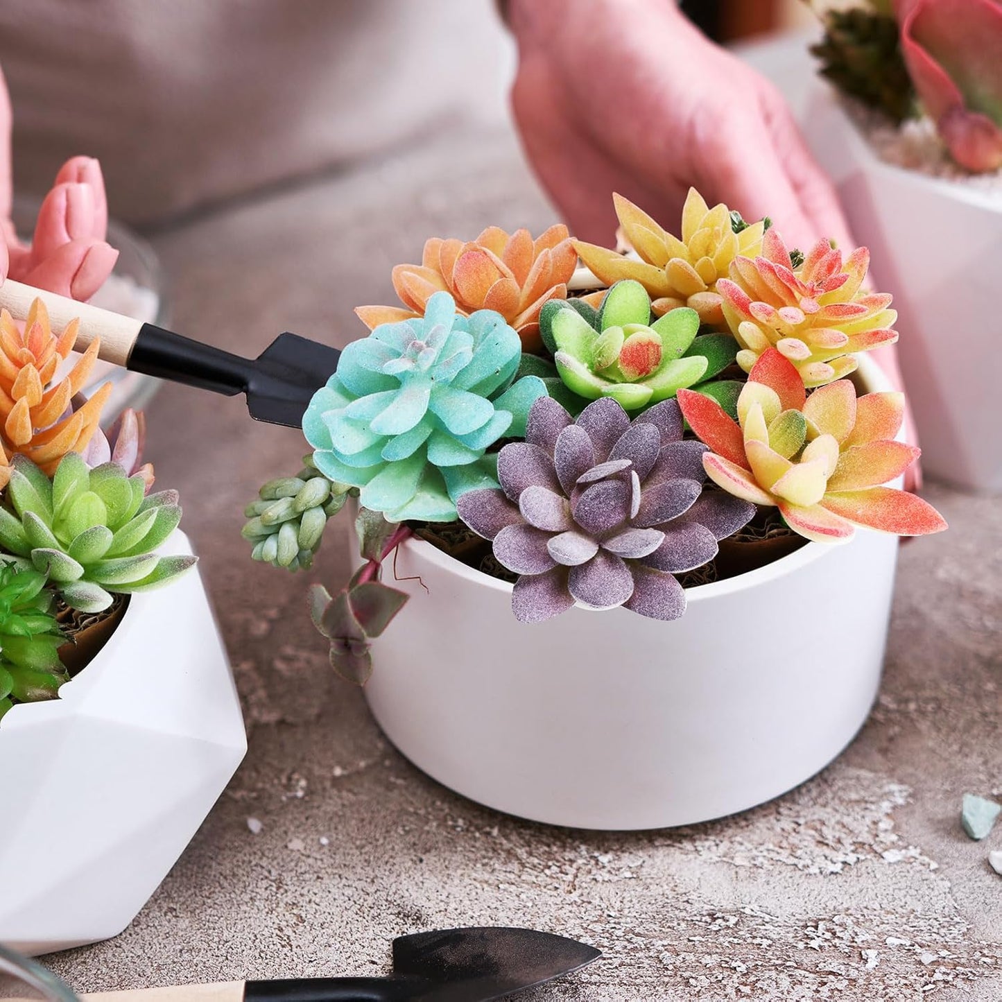 Tigeen 80 Pcs Artificial Plastic Succulents Realistic Textured Assorted Decorative Fake Faux Succulents Unpotted for Lotus Landscape Garden Arrangement