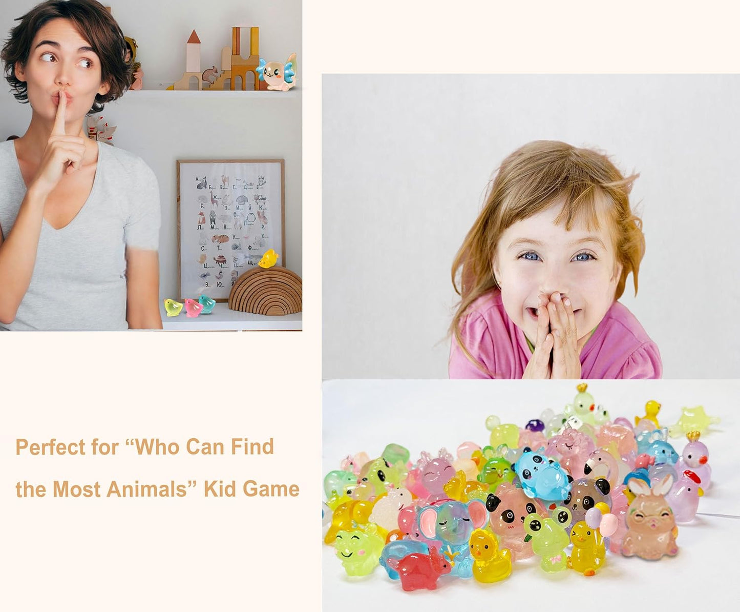 100 Pcs Luminous Mini Resin Animals Tiny Resin Animals Bulk, Glow in The Dark to Hide Around The Office Home, for Garden Miniatures Fairy Garden Accessories Crafts Micro Landscape Decor