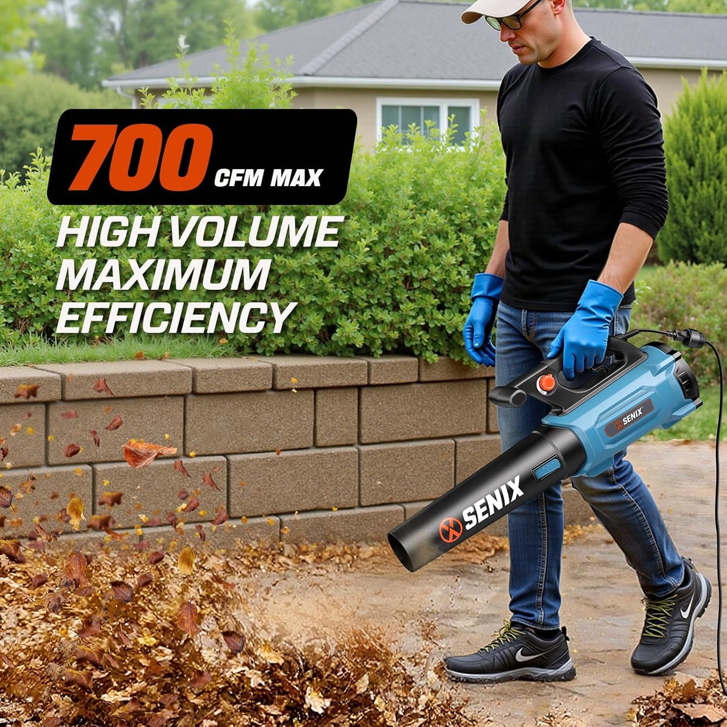 SENIX 12 AMP Handheld Electric Leaf Blower, Up to 700 CFM and 110 MPH, Variable Speed, Lightweight, 120v (BLAE12-M)