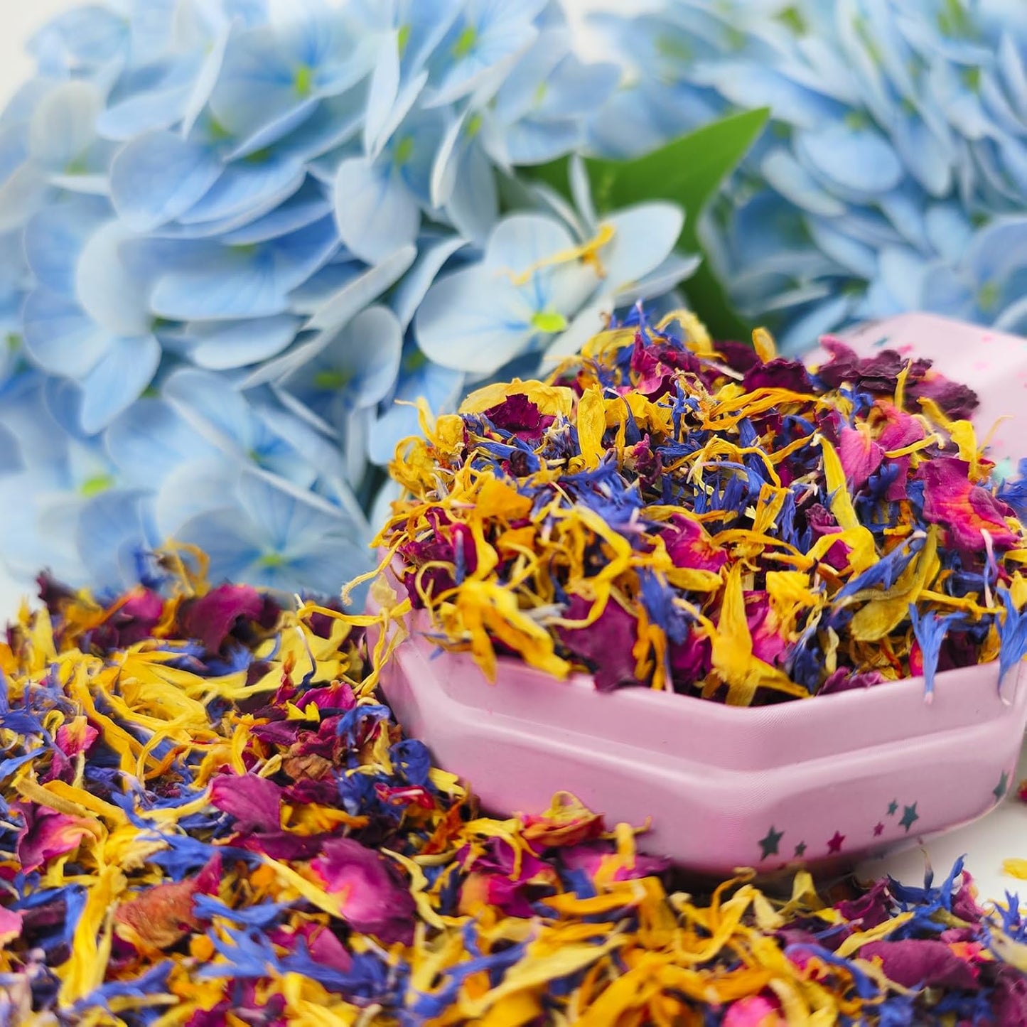 Dried Flower Petals Blend 1oz Natural Dried Rose Petals, Calendula, Cornflower for Cake Decorations, Crafts, Confetti