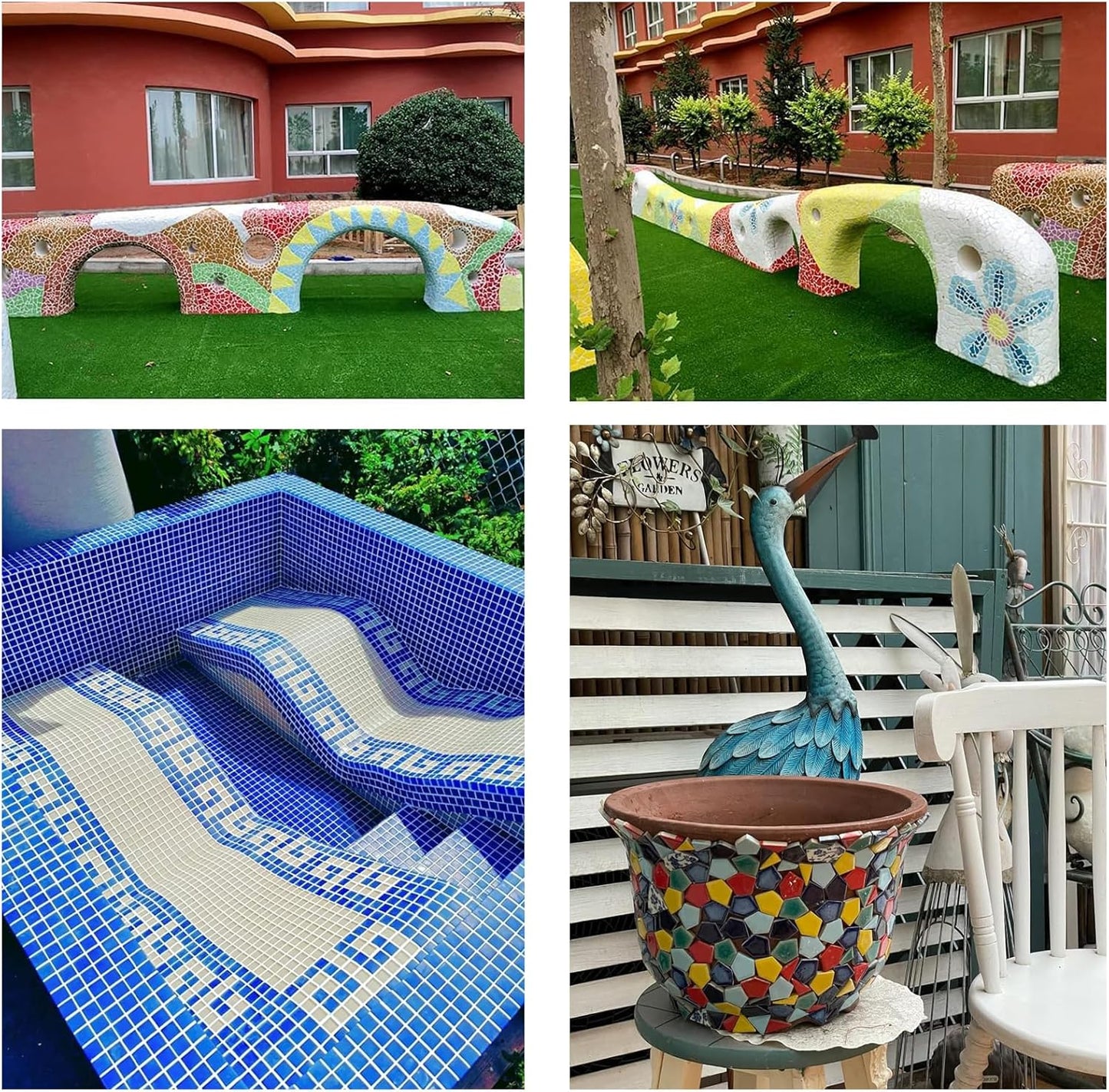 50 Pieces Blue Mosaic Tiles for Crafts 1" Ceramic Tiles Assorted Colors Square Ceramic Mosaic Project Supplies for Photo Frame Mosaic Stepping Stones Bath Old Pool Furniture Decor