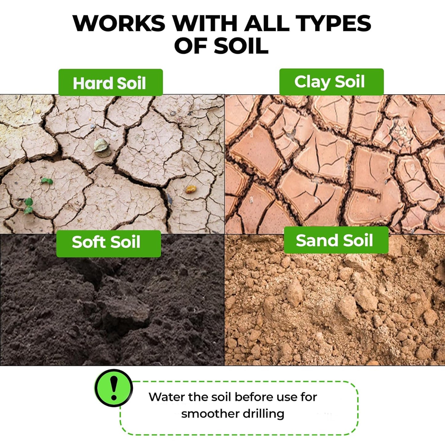 Auger Drill Bit for Planting 4 Pack – Garden Spiral Hole and Bulb Planter Tool for Umbrella Holes - Compatible with 3/8 Inch Hex Drive