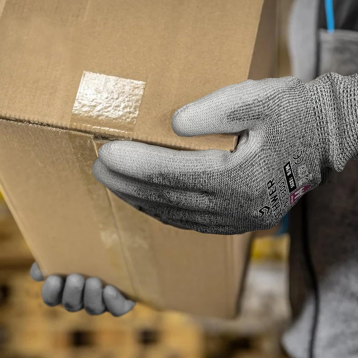 Schwer 12 Pairs ANSI A4 Cut Resistant Work Gloves, Cut Proof Gloves with PU Coating, Used for Metal Fabrication, WoodWorking, Construction, Non Slip, Durable, XS, CR13001