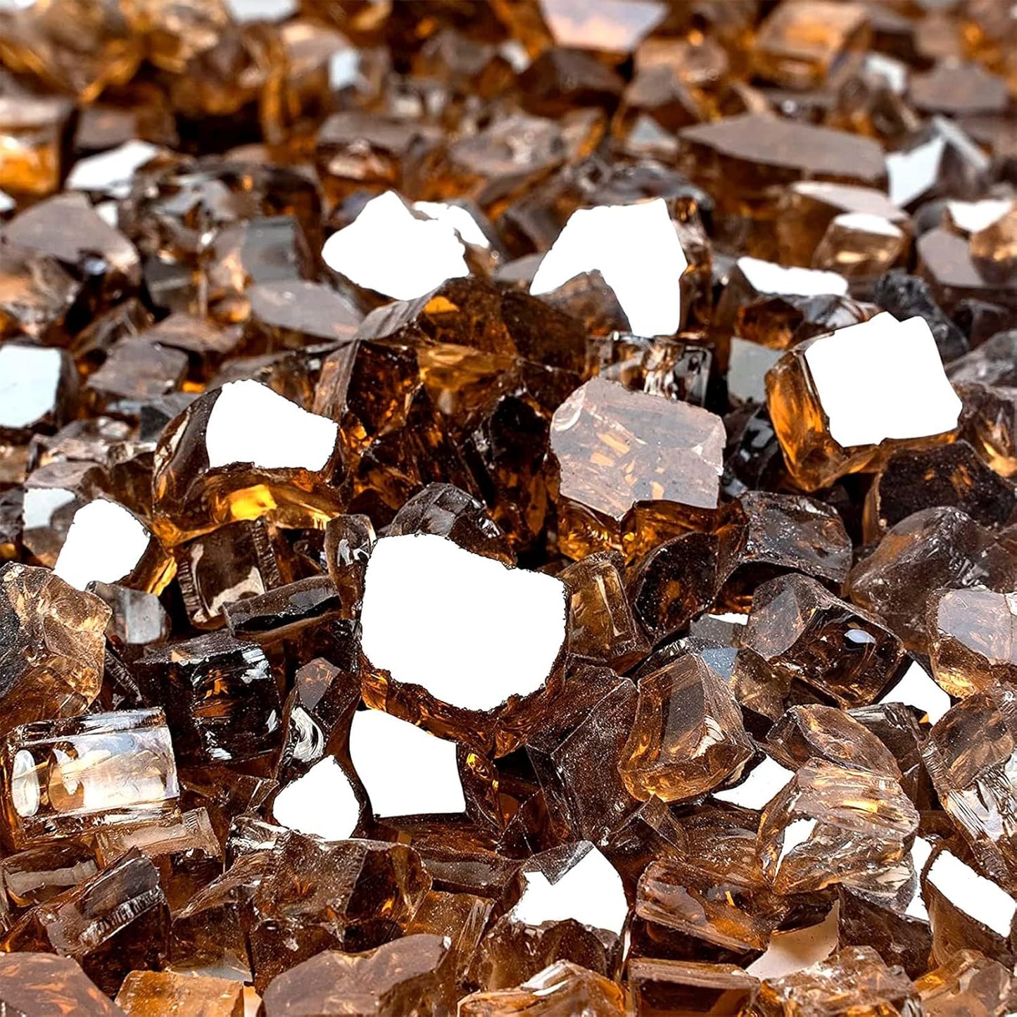 Mr. Fireglass 10 Pounds Fire Glass - 1/2 Inch High Luster Reflective Tempered Glass Rocks for Fireplace Fire Pit Table and Landscaping, Copper