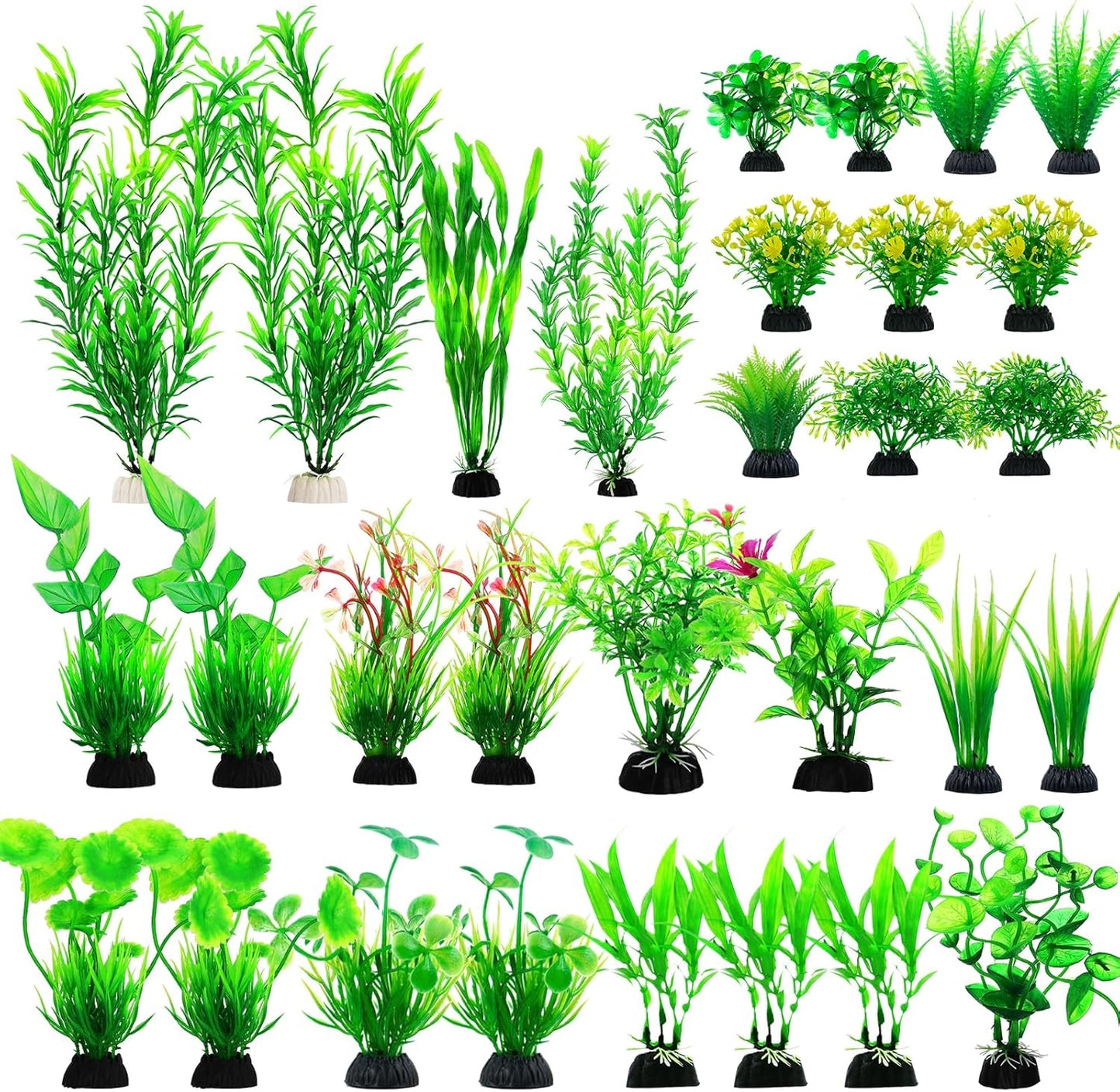 CousDUoBe 30pcs Fish Tank Accessories Aquarium Decorations Green Plants, Fish Tank Decor, Aquarium Decor Plastic Plants