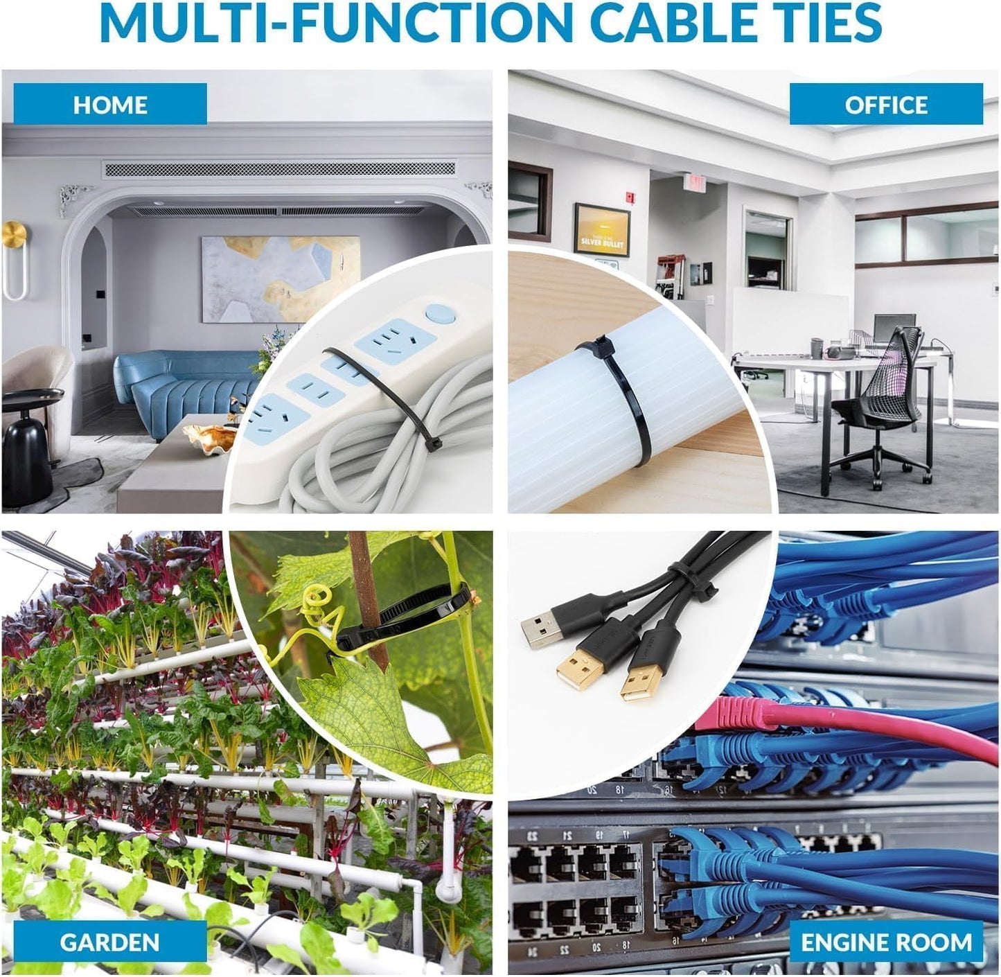 XINGO 10 Inch Yellow Zip Ties Heavy Duty 100 Pack, 120 LBS Tensile Strength, Premium Nylon Cable Wire Ties, Self-locking Plastic Ties for Indoor and Outdoor Use