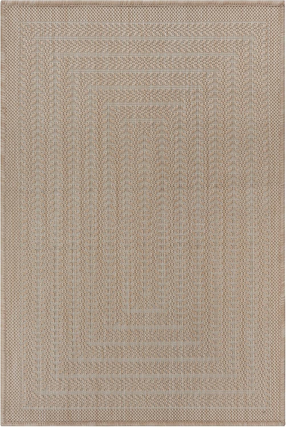 Adiva Rugs Outdoor Indoor Area Rug, Weather Resistant, Easy to Clean, Stain Resistant Floor Mat for Dining Room, Backyard, Deck, Patio (Natural Beige, 2'6" x 7')